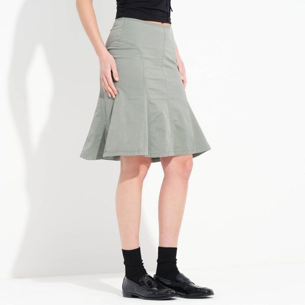 Women's Twill Fluted Skirt - Wild Fable Pewter Green L